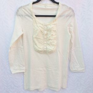 J. Crew Factory Cotton Long Sleeve Silk Ruffle Top